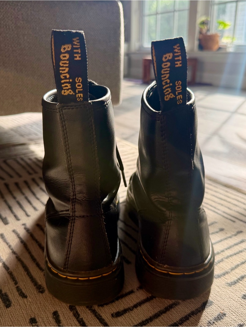 Dr. Martens Black Leather Zavlava Boots with Yellow Stitching - Picture 3 of 9